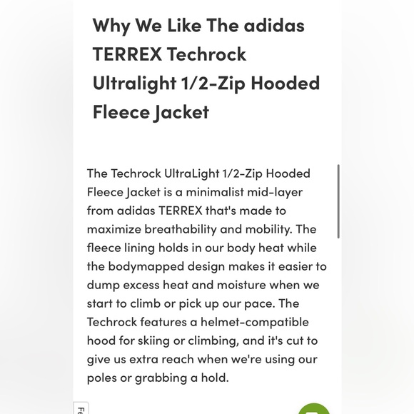 Adidas TERREX Techrock Ultralight 1/2-Zip Hooded
Fleece Jacket NEW with tags - Picture 13 of 14